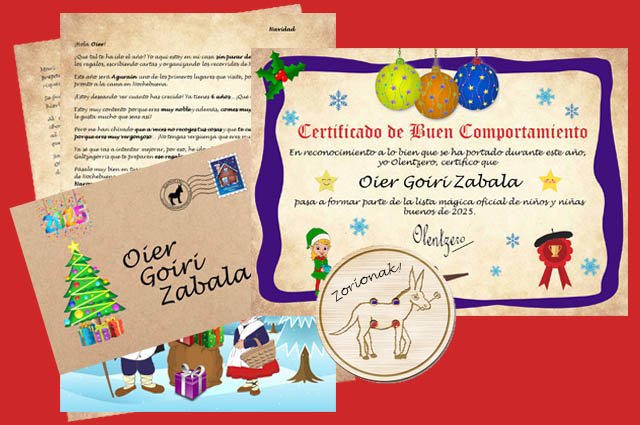Carta de Olentzero a los niños personalizada