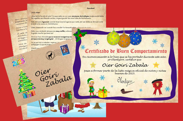 Carta de Olentzero a los niños personalizada