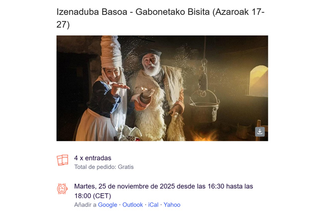 Reservar entrada Casa de Olentzero (zenaduba Basoa Mungia)
