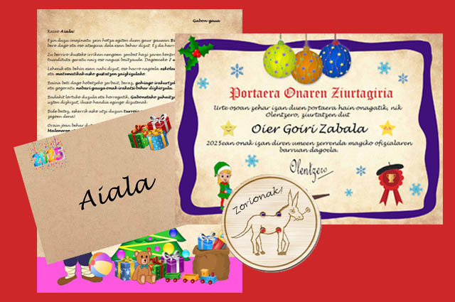 Olentzeroren Gabon-gaueko gutun pertsonalizatua umeei