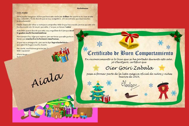 Carta de Olentzero a los niños personalizada